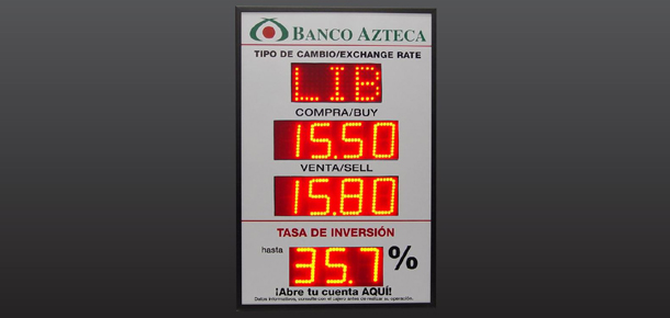 Pizarra electronica de LEDs tipos de cambio